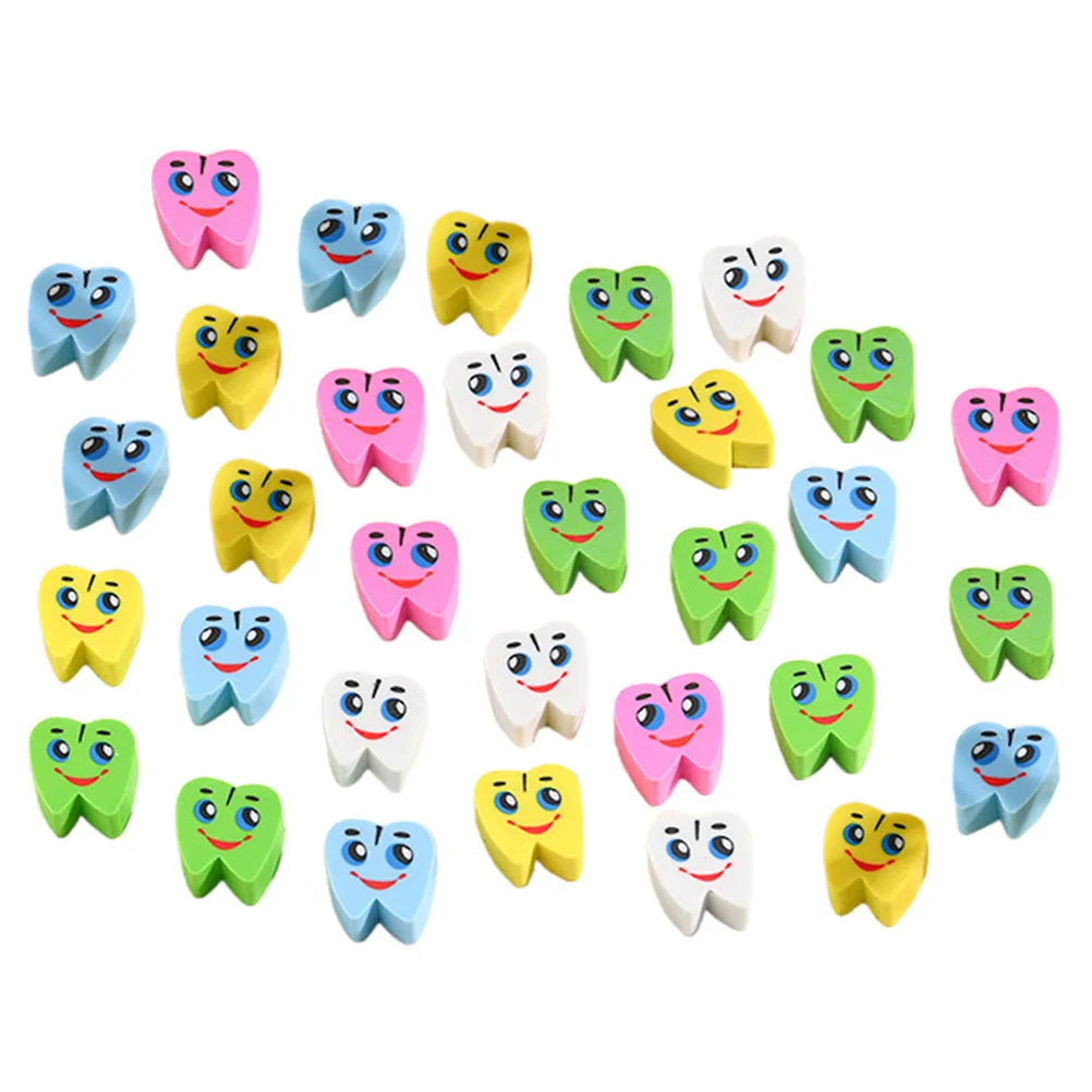 

70Pcs Tooth Erasers Colorful Mini Cute Design Effective Erasing for School Classroom Office Stationery Small Erasers