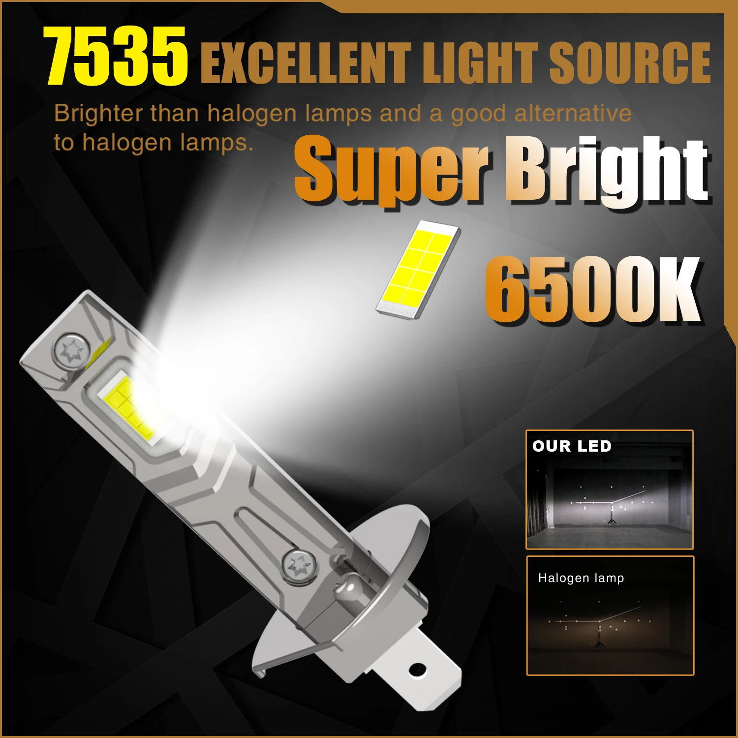 2pcs High Power H1 LED Headlight Bulbs Super Bright Powerful No Adapter Required Car Turbo Diode White Moto Fog Lamp 12v 55W DRL