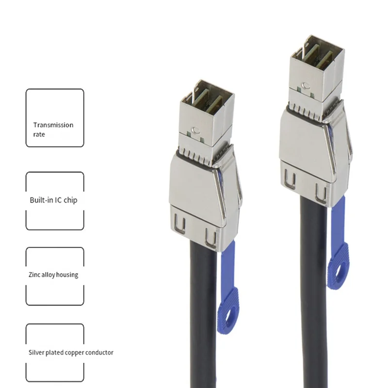 HJ-Minsas Cable 4X SFF-8644 To SFF-8644 Cable Multilane Shielded Cage Cable Hard Disk Server Data Sync Transmission 1M