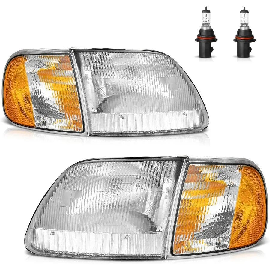 

Headlights W/Bulbs for 1997-2003 F150/1997-2002 Expedition/1998-1999 F250 with Signal Marker Light Driver and Passenger Side