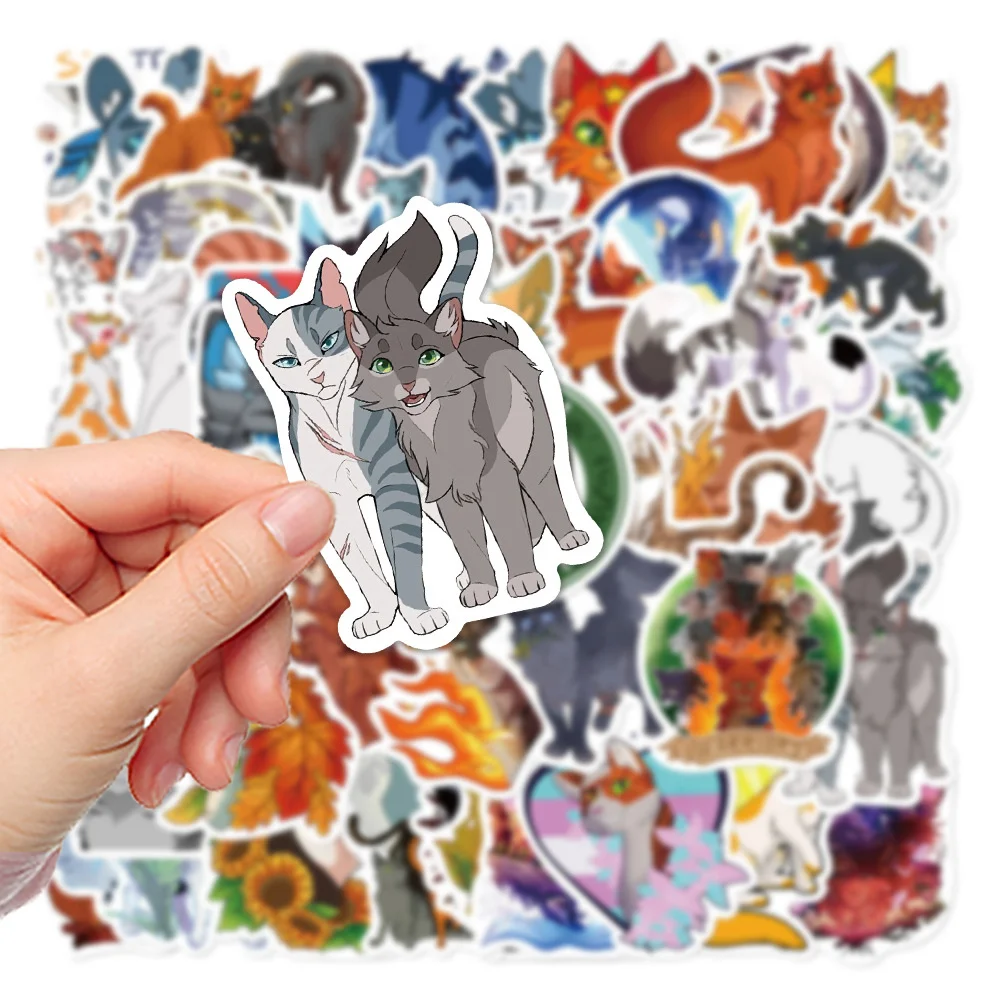50PCS Cartoon Cute Warrior Cat Personality Creative Sticker Guitar Computer Refrigerator Car Waterproof Sticker