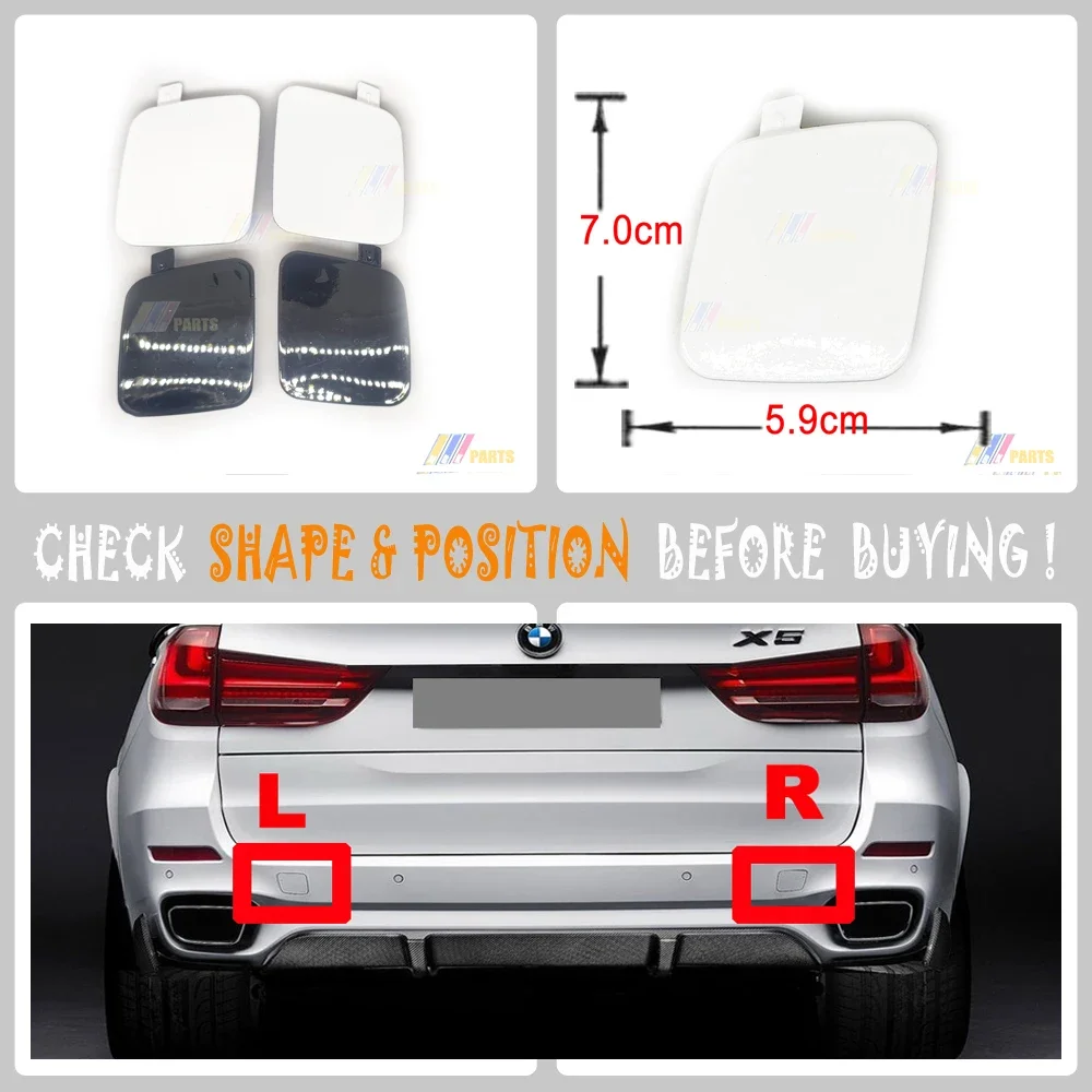 L&R For 14-18 BMW X5 M SPORT F15 25dX 28iX 30dX 35iX 40dX 50iX REAR TOW COVER 51128062757 51128062758