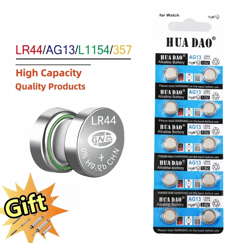 

AG13 LR44 Button Cell A76 357 357A LR1154 SR1154 SR44 GP76 Button Battery For Watch Car Key Remote Control Electric Toy