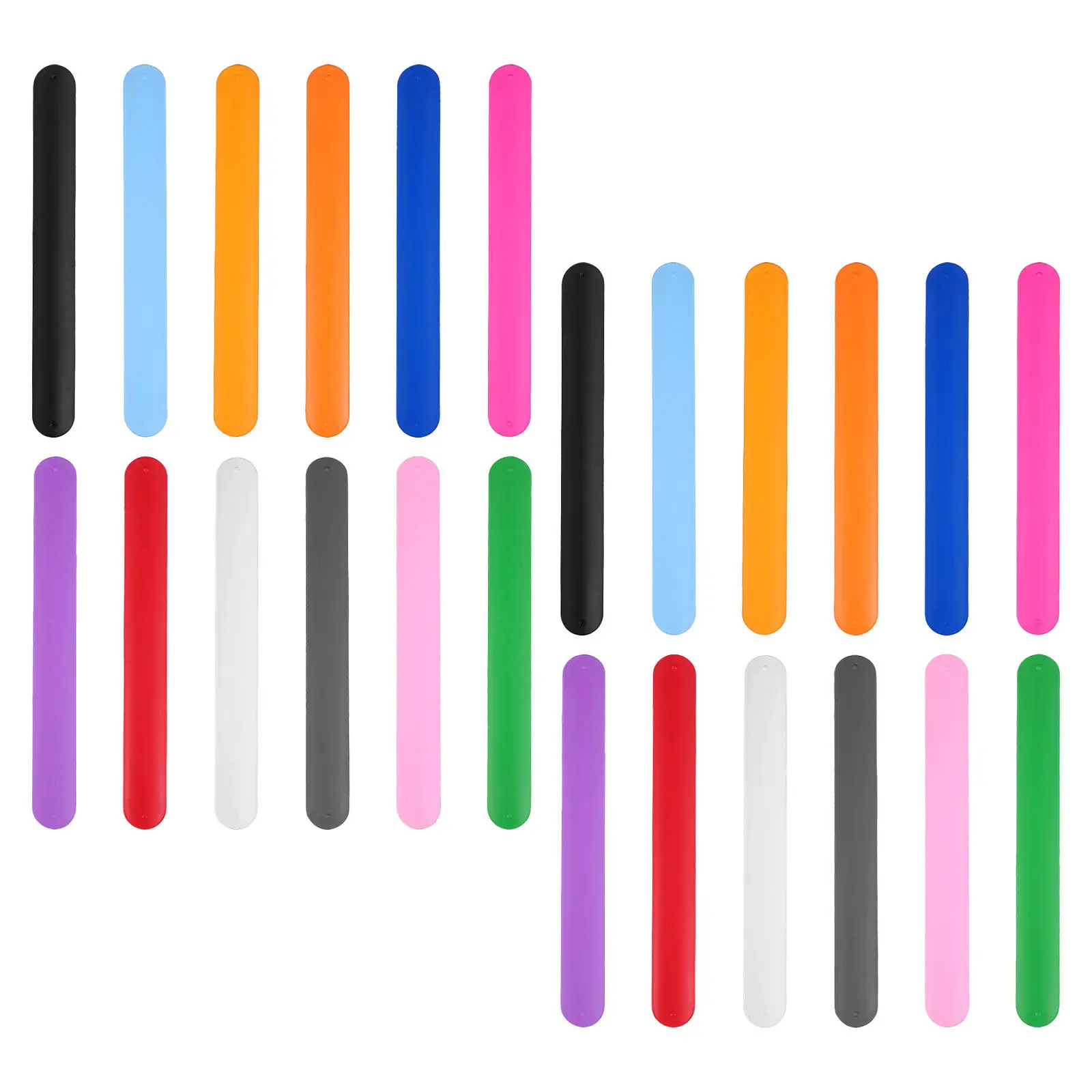 24Pcs Silicone Slap Bracelets Colorful Plain Snap Wristbands Lightweight Flexible Adjustable Wrist Jewelry Birthday Party Favor