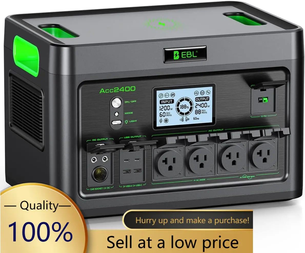 

Hot-selling2400W Portable Power Station LiFePO4 Battery,1843.2Wh Solar Generator,Home Battery Backup,12 Outlets(2400W AC Outlets