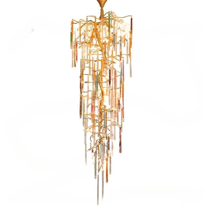 

Crystal chandelier living room light luxury all copper branches living room dining room