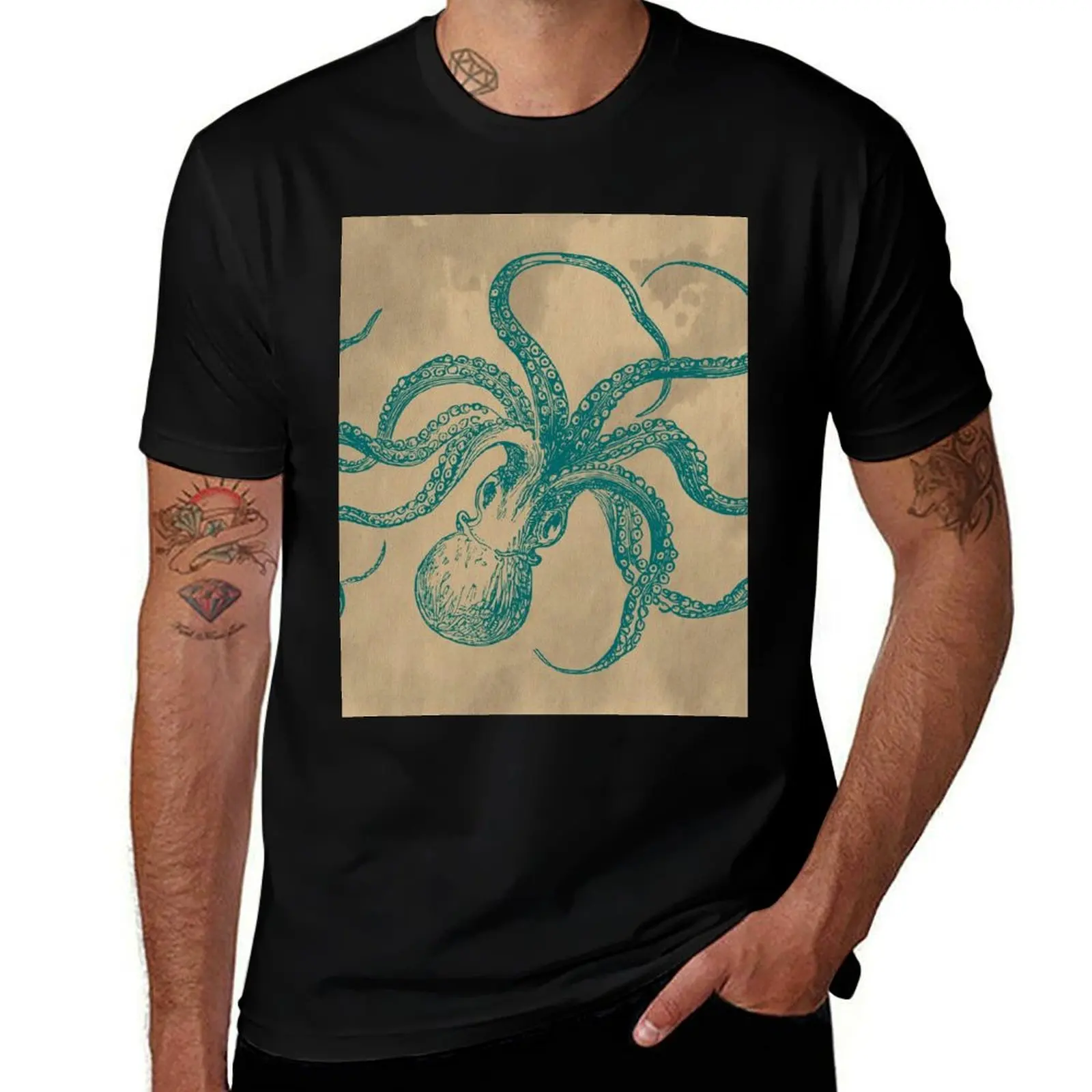

Vintage Octopus T-Shirt Urban Style Casual Short Sleeve Top