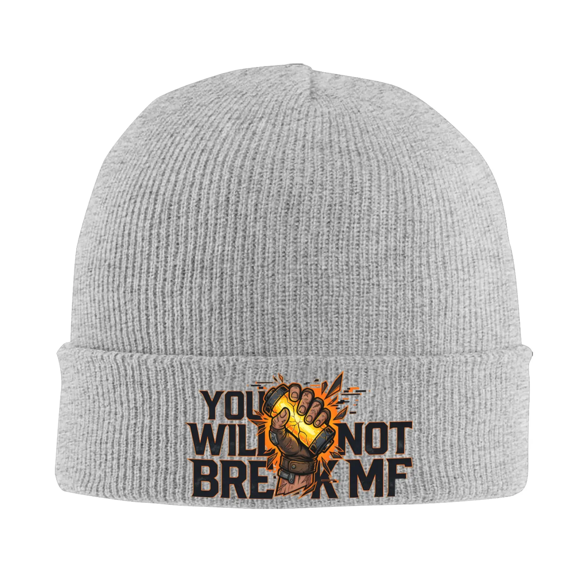 You Will Not Break Me Knit Hat Dungeon Crawler Carl  Vintage Caps Men Women Gym Beanie Hats Autumn Graphic Warm Bonnet Hats