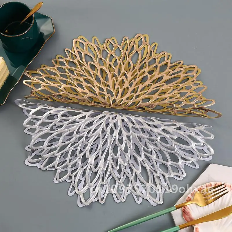 Neue Nordic Stil Esstisch Dekorative Matte Hibiscus Blume Bronzing PVC Tischset Kreative Ins Hohl Tischset