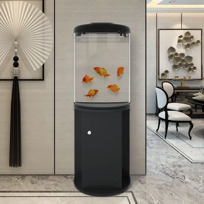 Living room fish tank small floor cylindrical water-free household glass semi-circular ecological aquarium mini goldfish tank