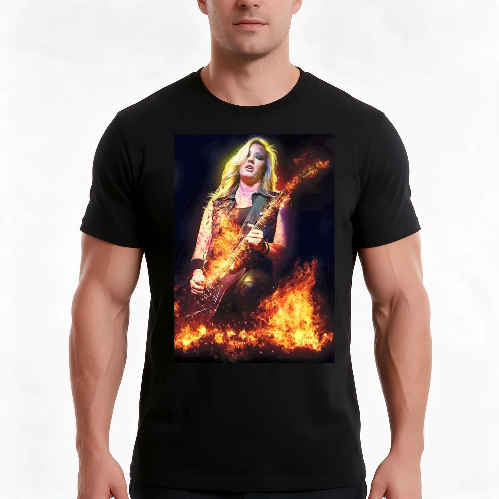 Nita Strauss Is On Fire T-Shirt Summer Casual Cotton Tee Oversized Streetwear Tops Vintage Graphic Print Unisex Men Women