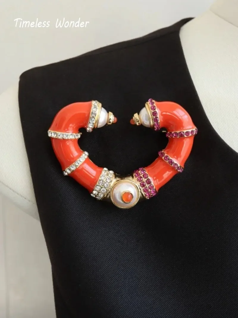 Timeless Wonder Fancy Smalto Zircone Cuore Spilla Spilli per le donne Designer Gioielli Pista Raro Lusso Regalo carino Top Sweet Mix 4344