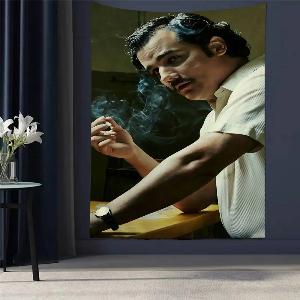 

1PC Narcos TV Series Pablo Escobar Anime Tapestry Hanging Tarot Hippie Wall Rugs Dorm Home Decor