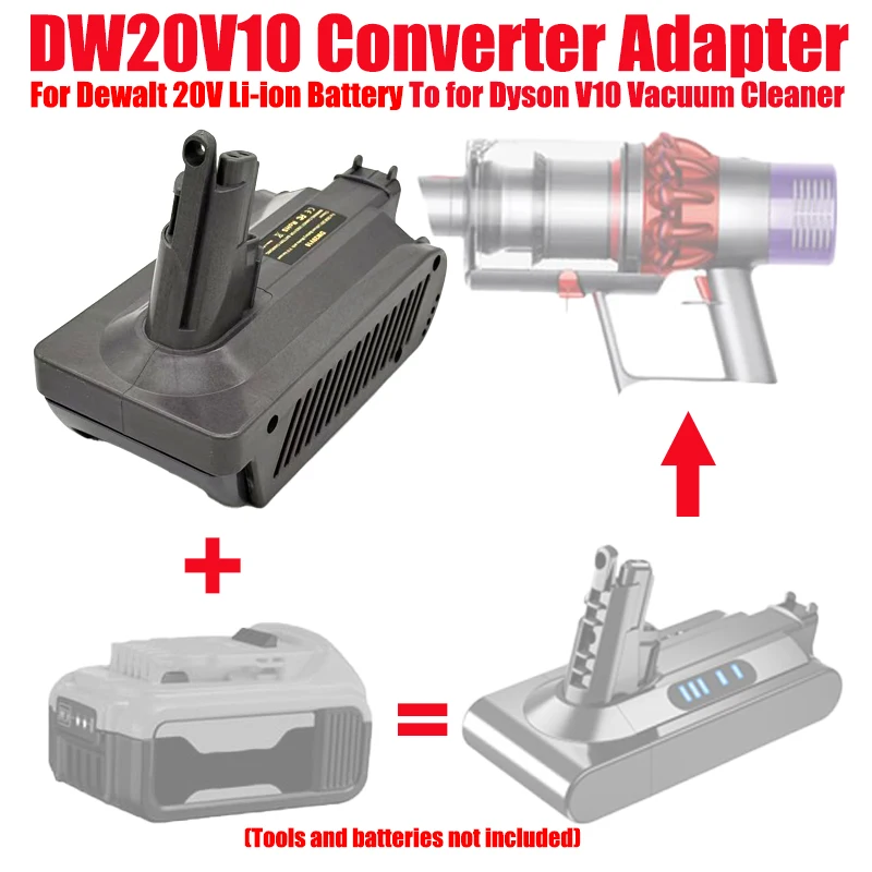 

Конвертер аккумулятора HAKSINKY DW20V10 для пылесоса Dewalt 20V Li-ion, преобразующий его в аккумулятор для пылесоса Dyson V10 Animal