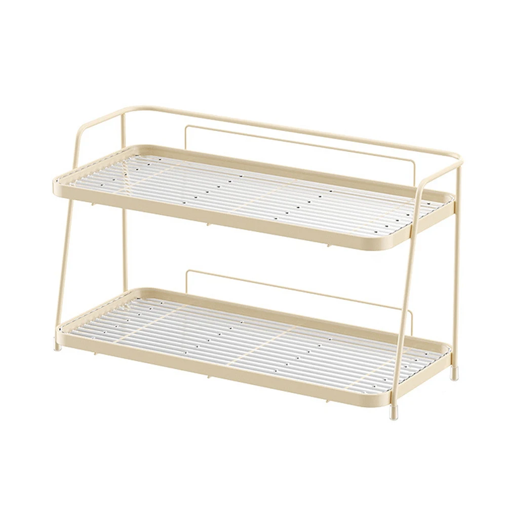 

Elegant Bathroom Organizer 2-Tier Bathroom Shelf Bathroom Countertop Corrosion-Resistant Elevated Safety Rails