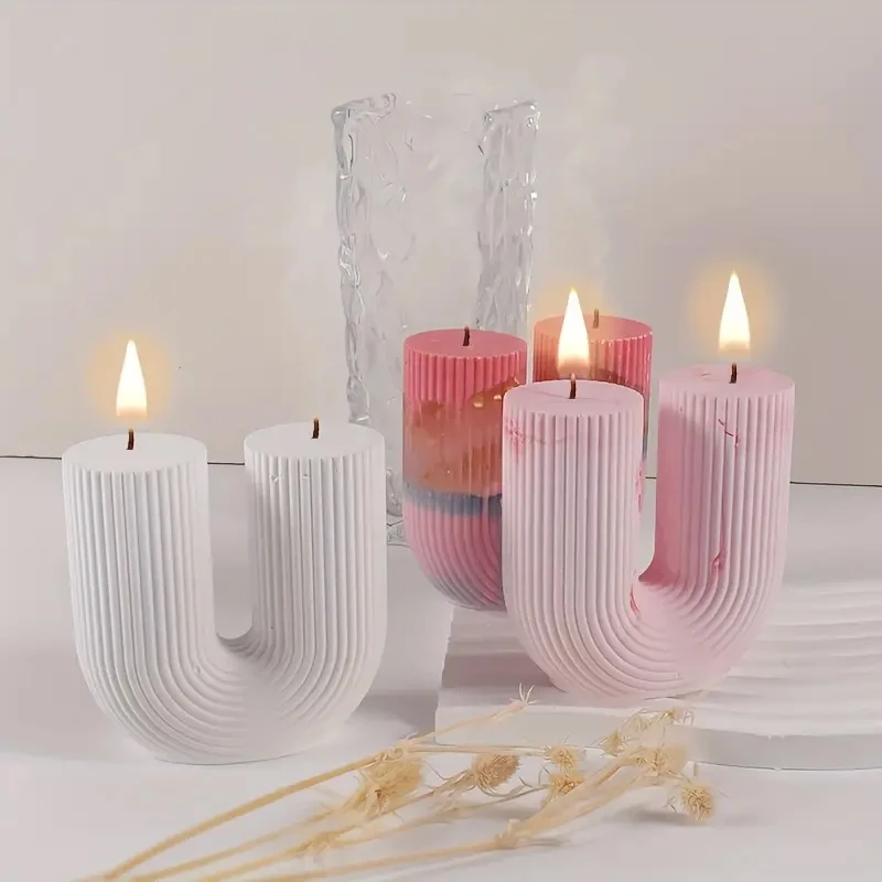 U Shape Candle Silicone Mold DIY Handmade Arch Scented Candle Plaster Epoxy Resin Ornament Craft Wax Mould Home Decoration