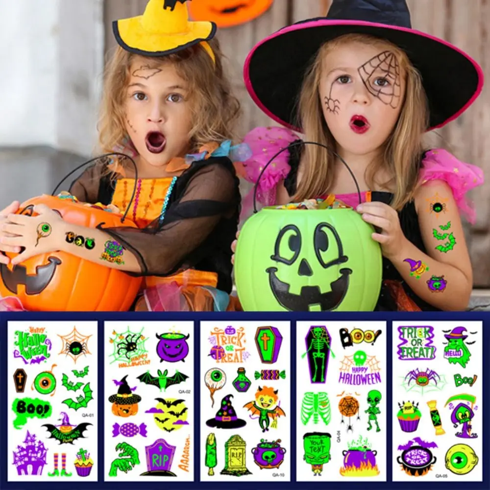 10Pcs/Set Fake Tattoo Glow Party Tattoo Stickers Waterproof Temporary Fluorescent Tattoo Sticker Party Decor Disposable