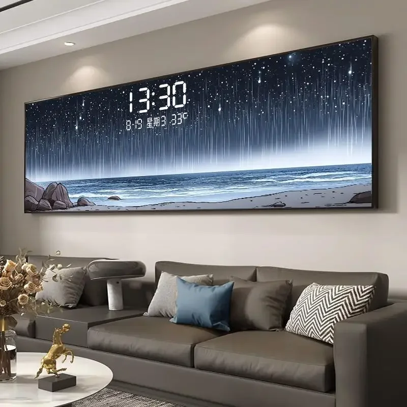 

Temperature Date Wall Clock Luxury Unique Design Kitchen Light Digital Clock Large Living Room Modern House Home Decoration