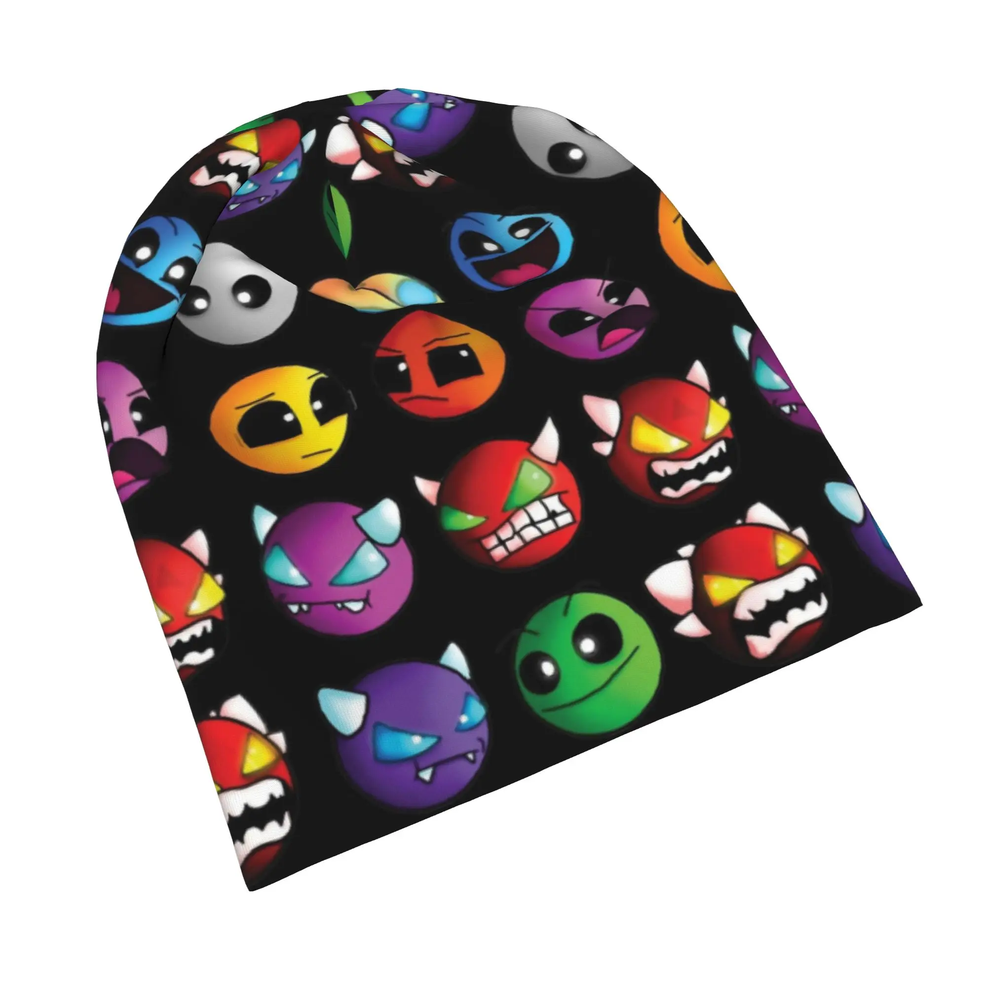 Geometry Game Dash Bonnet Hats Autumn Winter Street Difficulty Demon Faces Skullies Beanies Hats Unisex Warm Thermal Elastic Cap