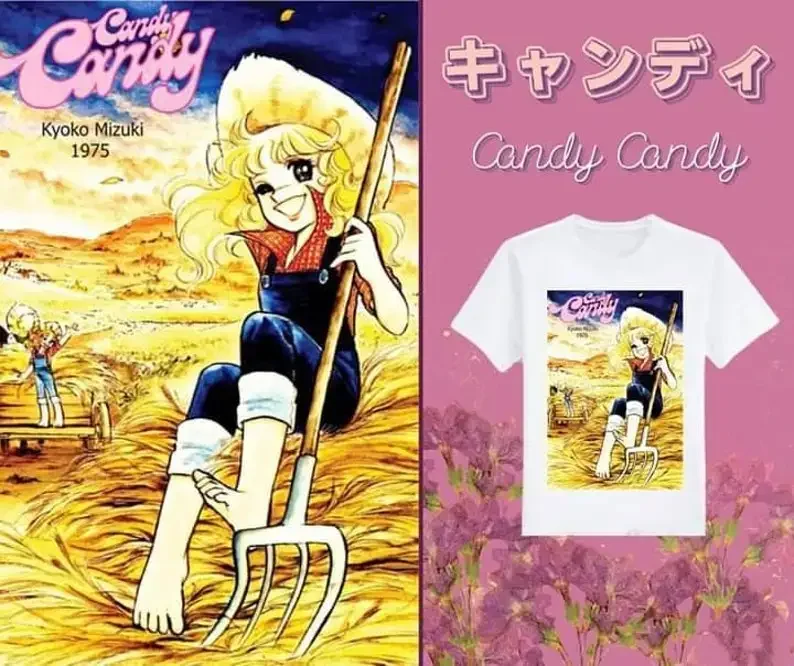 

Candy Candy Japanese Cartoon Anime white T-shirt