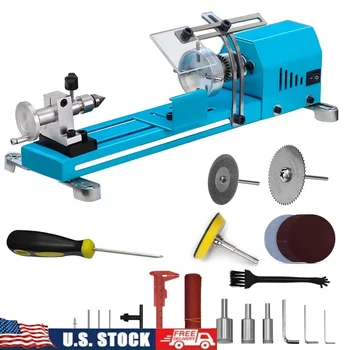 Mini-tour polyvalent, outils de travail de calcul, coupe, meulage, polissage, moteur 96W, ensemble de tour l'inventaire à 7 vitesses, bricolage en métal