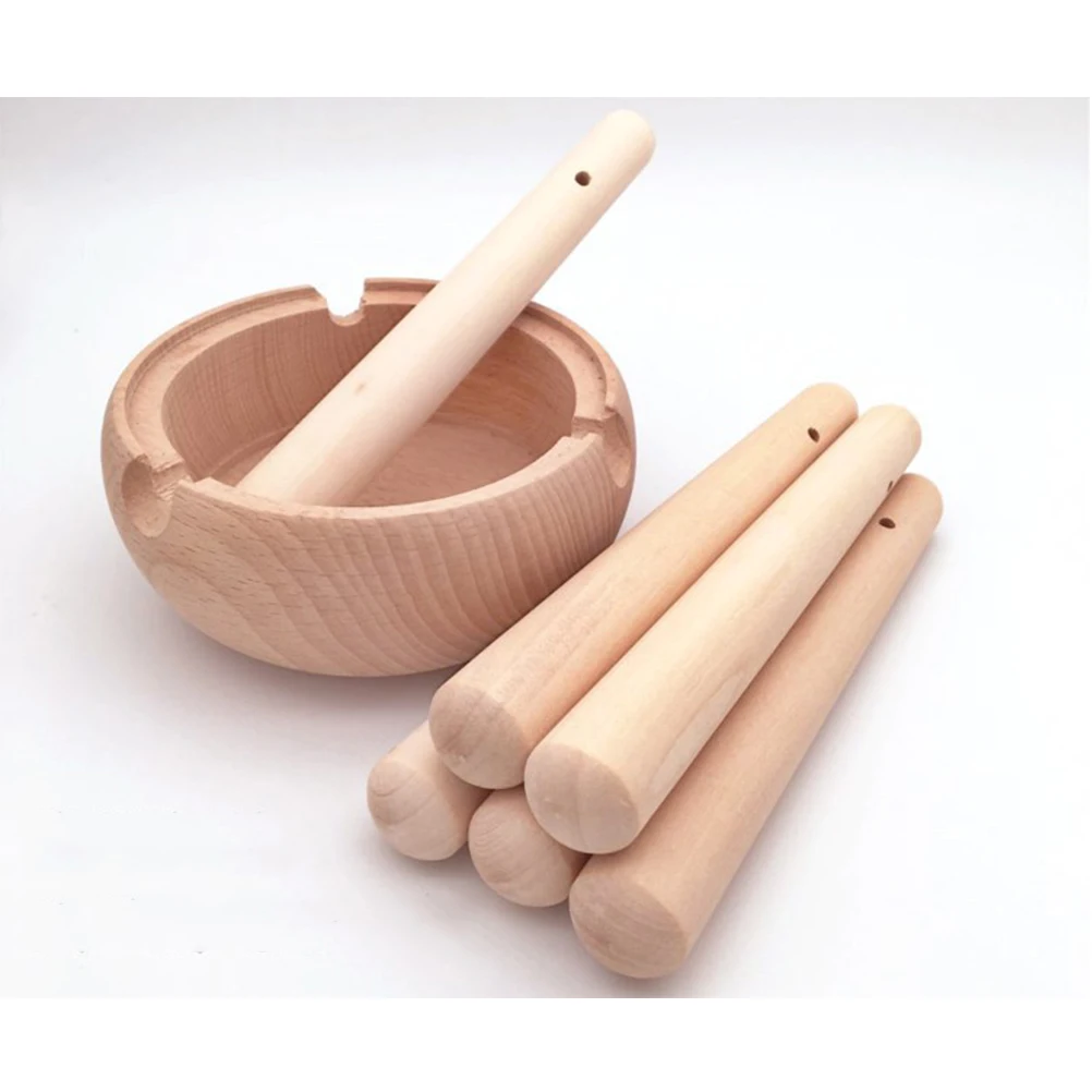 

1pc 150X21Mm Baby Kids Wooden Food Muddler Grinding Rod Wood Pestle Ergonomic Natural Durable Replacement For Mortar Suribachi