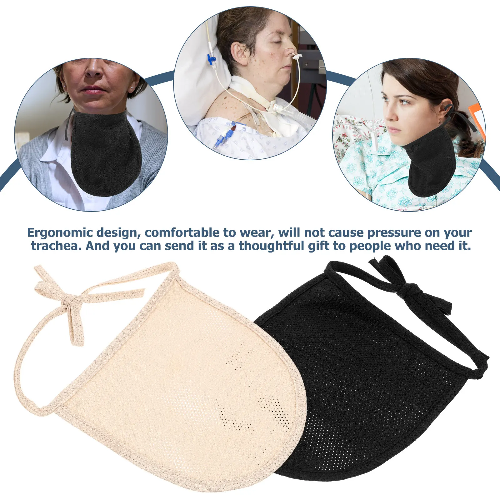 2Pcs Portable Neck Trachea Cover Adjustable Length Comfortable Trachea Shield Breathable Throat Protector for Shower Travel
