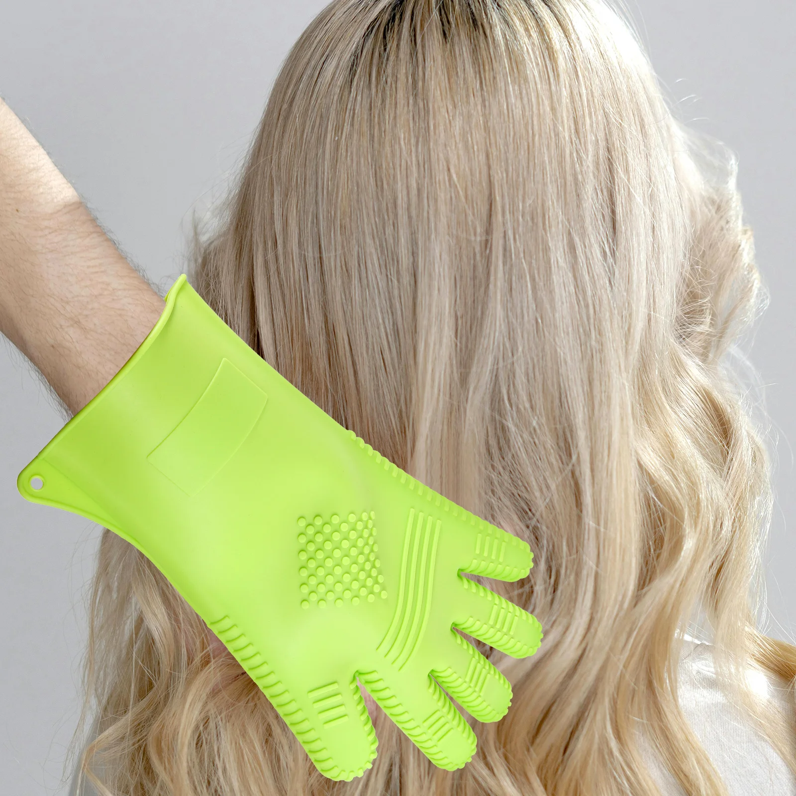 

Oven Glove Insulated Silicone Gloves Heat for Hair Styling Resistant Household Curling Wand Green