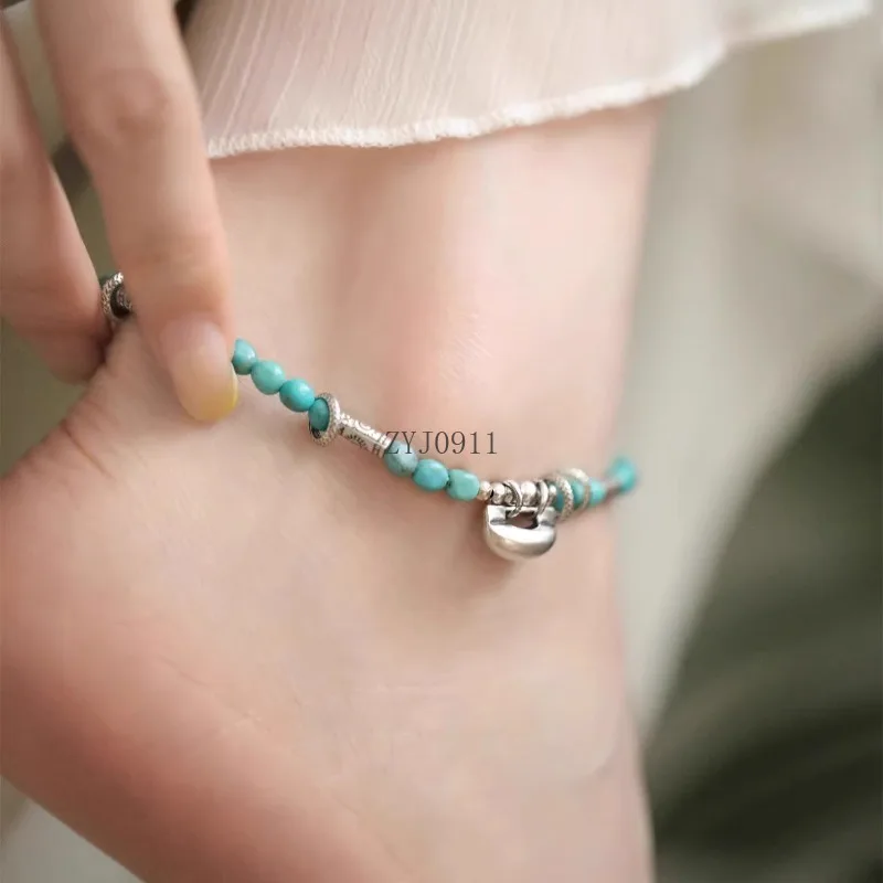 새로운 중국 스타일의 청록색 파란색 발찌 여성 틈새 디자인 이국적인 발찌