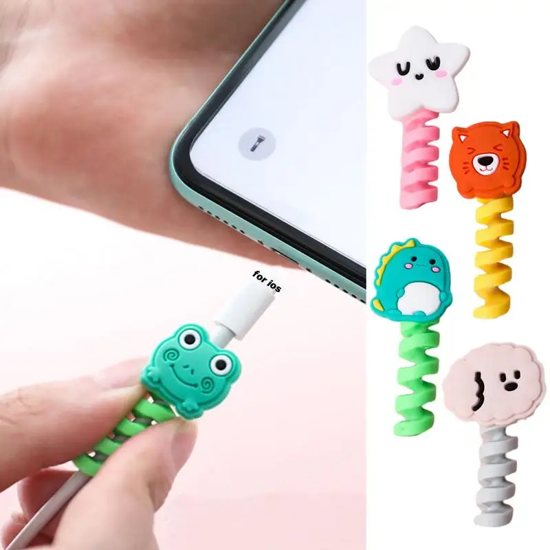 Cute Cable Management Cartoon Silicone Charger Cord Protector Colorful Cord Management For Holiday Gift Cute Cord Saver For Data