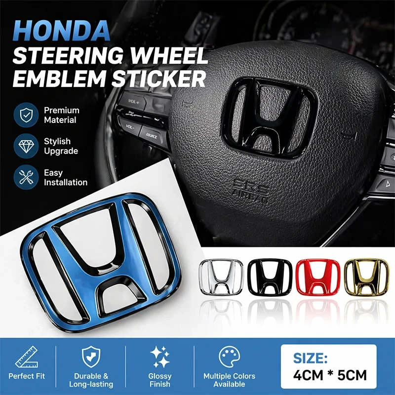 Autocollants emblèmes pour couvre-volant de voiture, pour Honda Envix Odyssey City Jazz Fit CRV Civic Accord Insight Jade Vezel, 50x40mm, ABS
