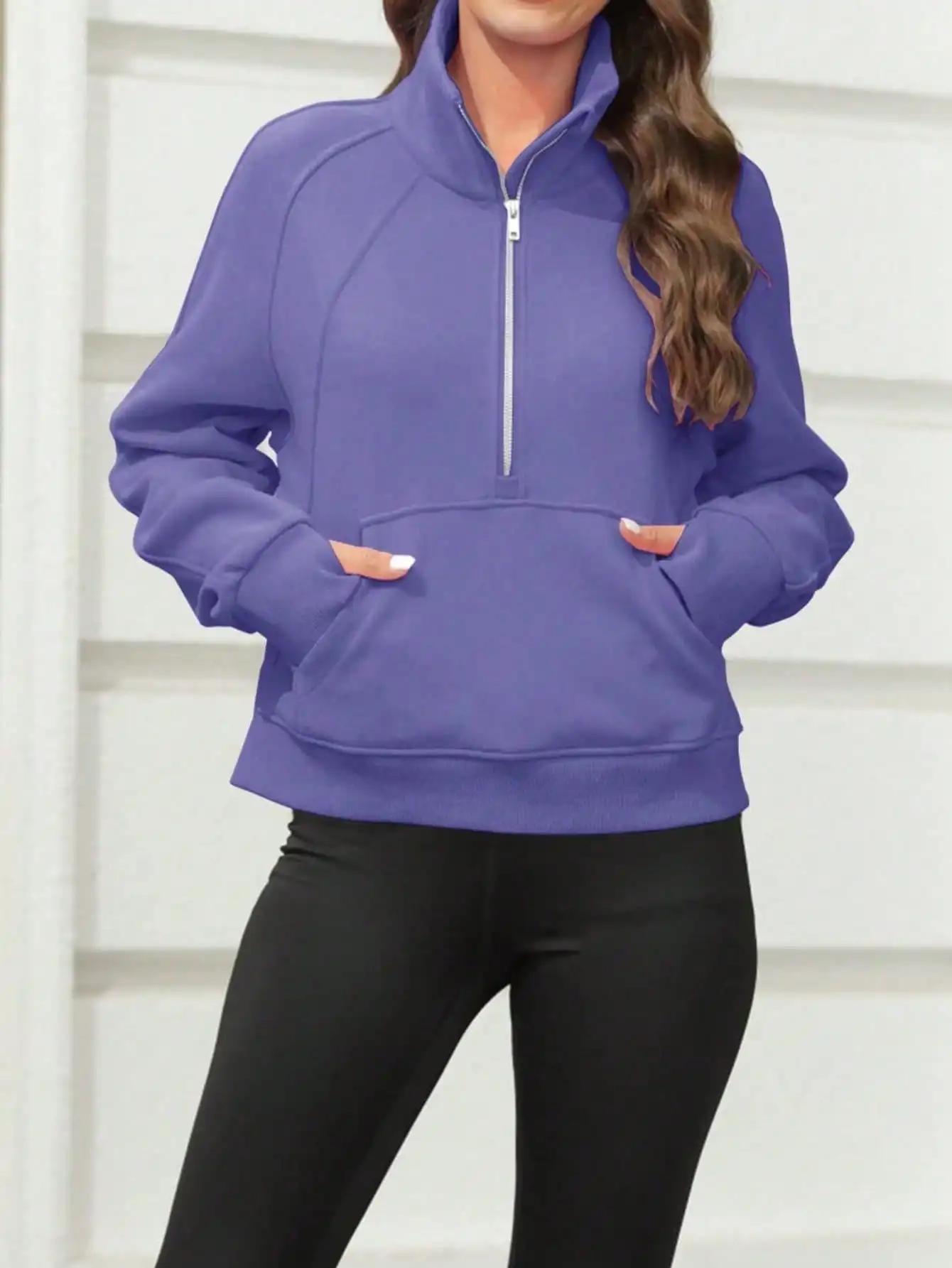 

Укороченный топ на молнии с флисовой подкладкой Y2K | Пуловер с воронкой и отверстиями для большого пальца, облегающий укороченный топ на флисовой подкладке Укороченный топ для уличной одежды