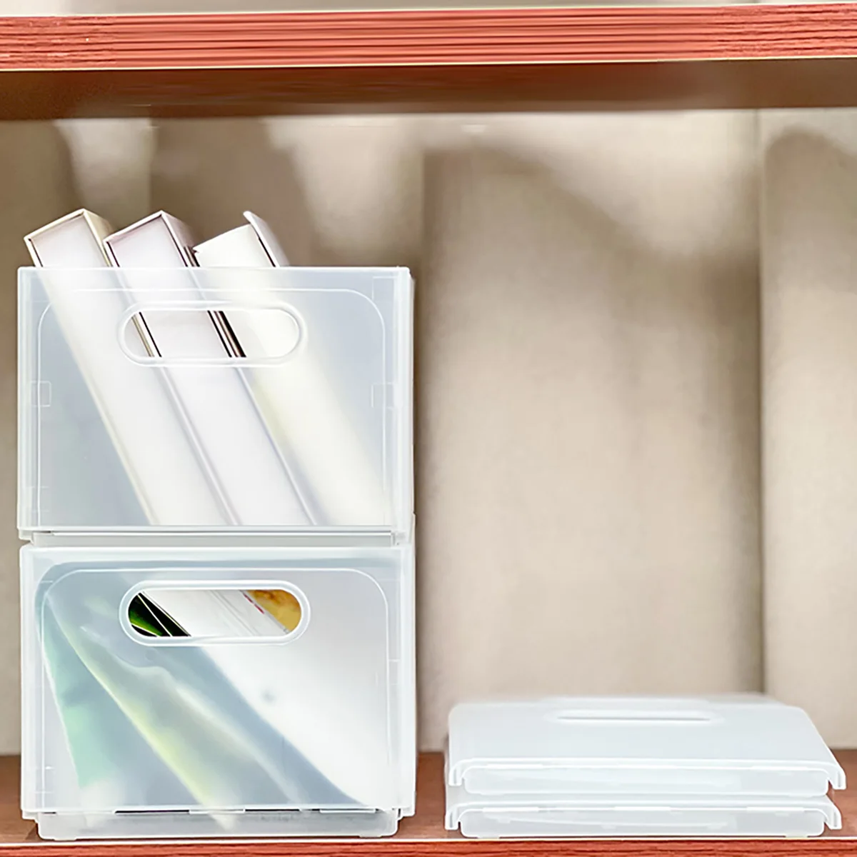 صندوق تخزين قابل للطي للخزانة من WORTHBUY مع مقبض، حقيبة تخزين بلاستيكية متعددة الوظائف قابلة للسحب، منظمة تخزين المطبخ #5