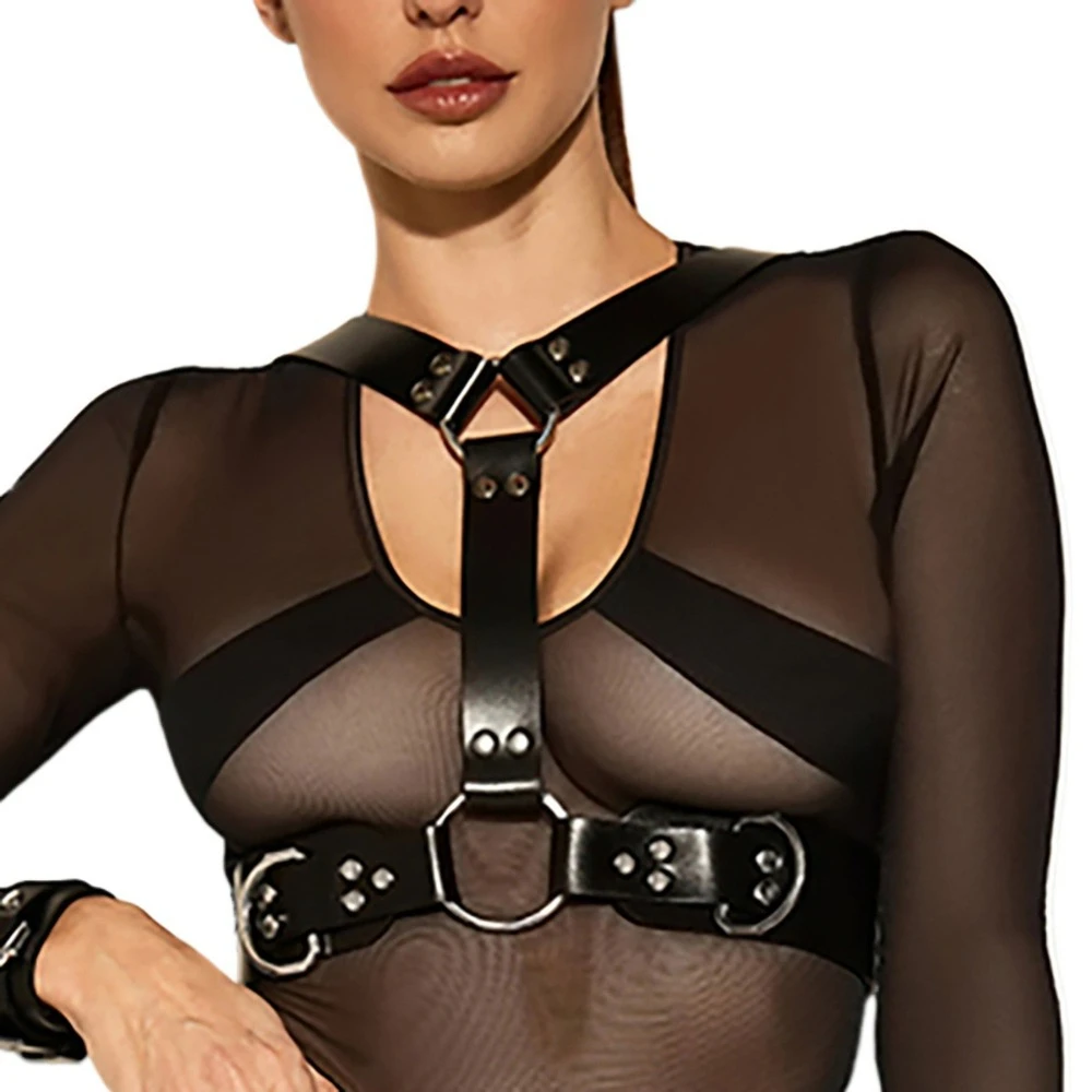 Cinturón de Cuero PU de Moda para Mujer, Arnés Ajustable Estilo Punk Rock Gótico, Accesorios de Ropa Exótica de Estilo Urbano