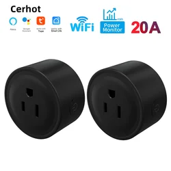 Cerhot Tuya WiFi Smart Plug US 20/16/10A with Power Monitor Remote Control Google Assistant Alexa Yandex Alice Voice Control