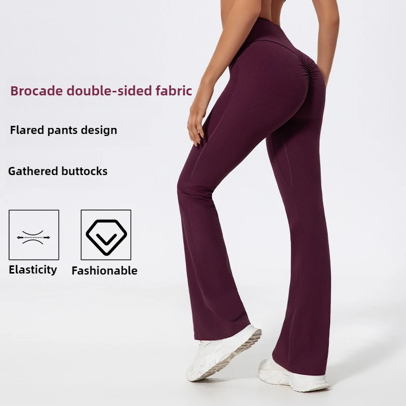 LezyanXR ขากว้างแน่น Nude ยกสะโพกโยคะ Flared Dance เอวสูงกางเกงออกกําลังกายเสื้อผ้าออกกําลังกายสําหรับผู้หญิงกีฬาออกกําลังกาย