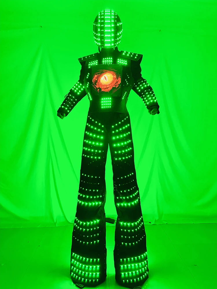 LED Robot Costume led Clothes Luminous Traje Stilts Walker Costume Full Color Change Kryoman Celebrating Party Events Suit