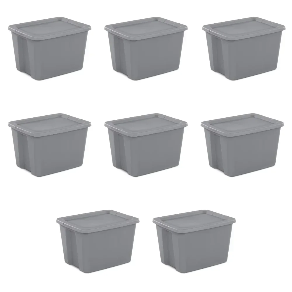 18 Gallon Tote Box Plastic Storage Organizer Set of 8 Travel Free Shipping Organizers of Cabinets and Drawers Boxes for Bedroom