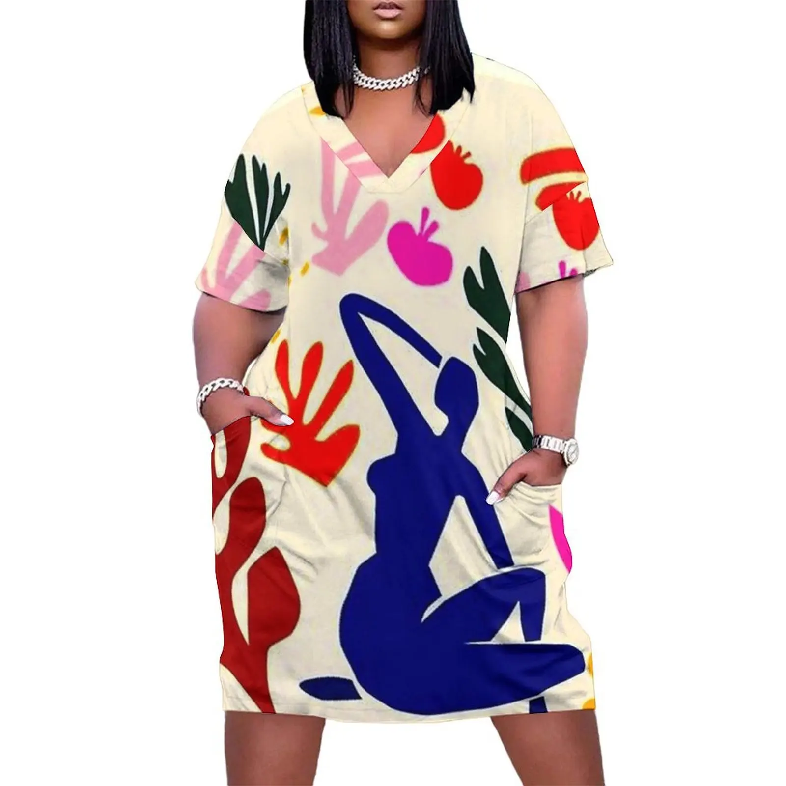 

grand palais vintage matisse the cut outs exhibit advertising minimalist Loose Pocket Dress dresses summer summer clothes