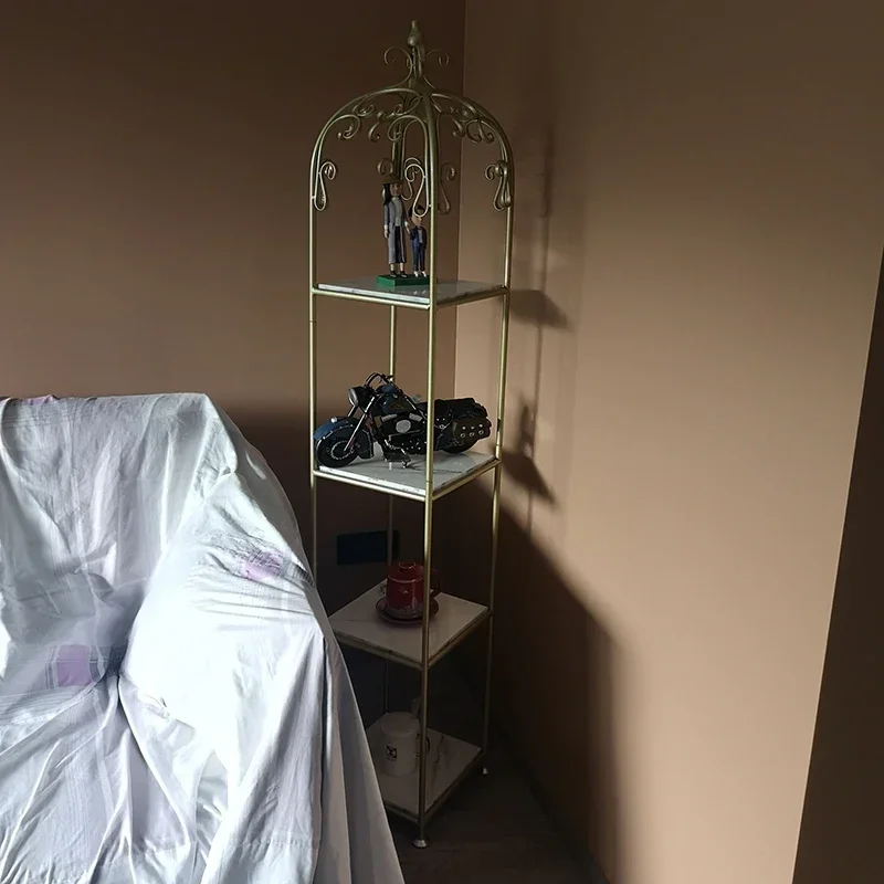 Nordic Bird Cage Bookshelf Floor Wrought Iron Flower Rack Multi-Layer Living Room Bookcase Storage