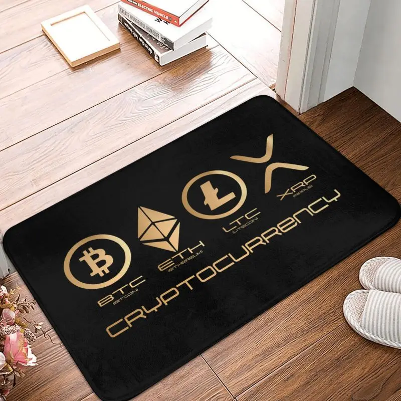 Custom Ripple XRP Front Door Mat Anti-Slip Indoor Absorbent Bitcoin Crypto Cryptocurrency Doormat Floor Entrance Rug Carpet