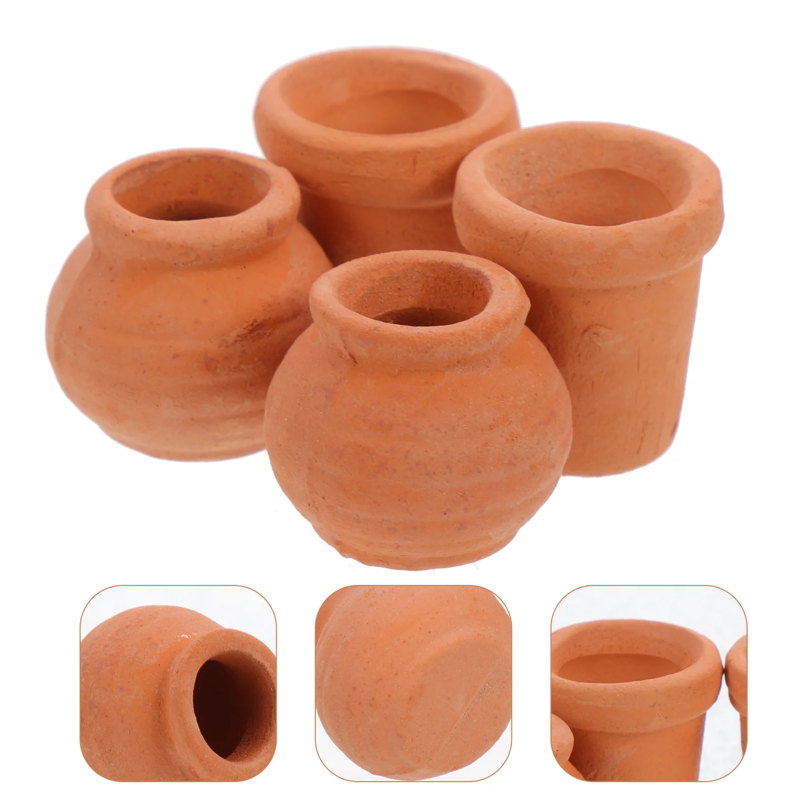

4pcs Mini Plant Pots Vintage Ceramic Flowerpots For Indoor Outdoor Garden Nursery Seedling Growing Succulent Planting Container