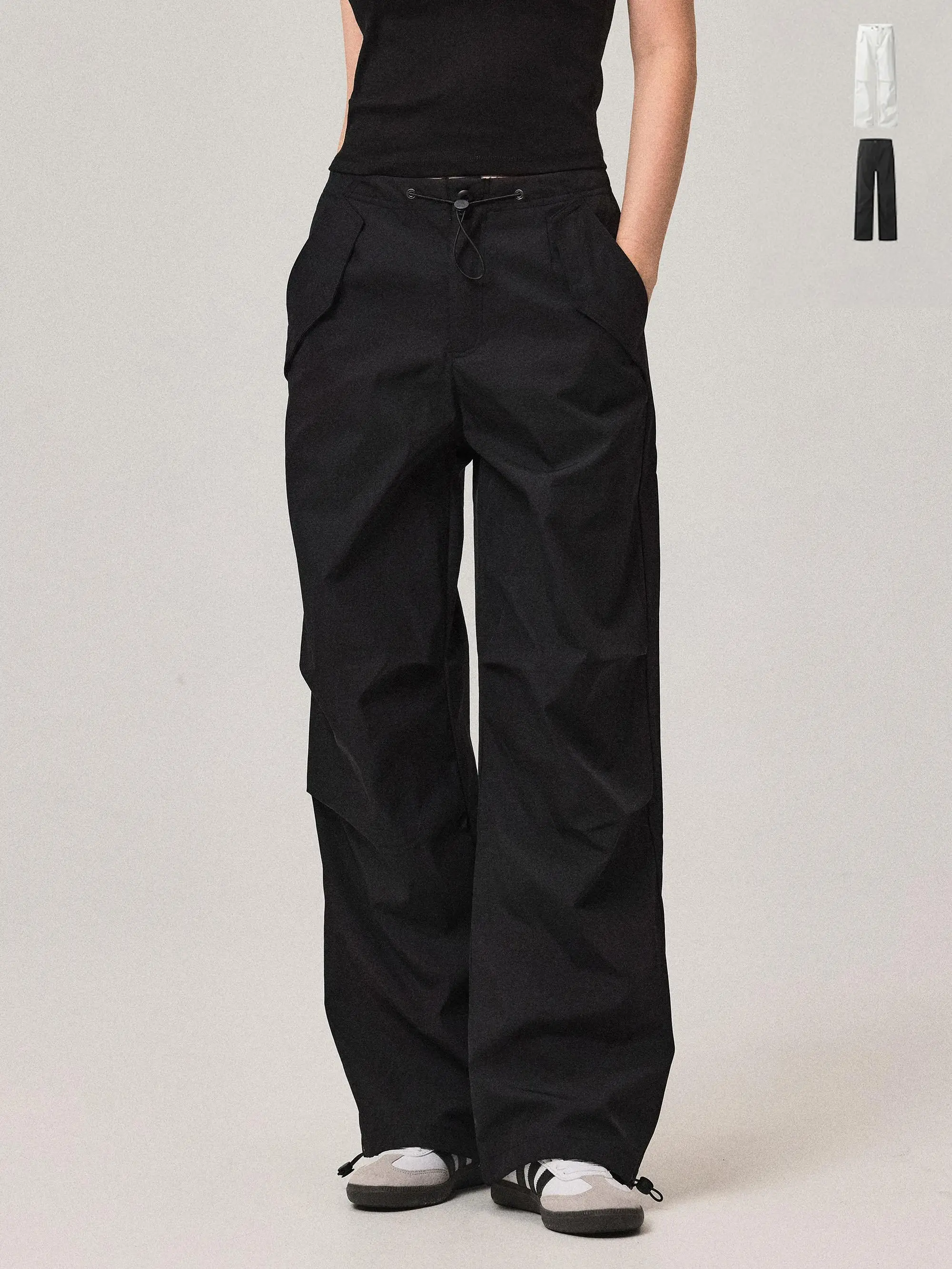 

MoodBerry American Retro Loose Casual Work Pants Women's Versatile Dstring Hot Girl High Waist Straight Tube Soldier Pants