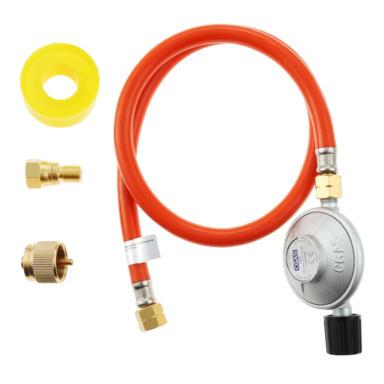 1LB Propane Bottle and Small Butane Cansiter Adjustable Regulator with Hose 31.5“ Long G1/4