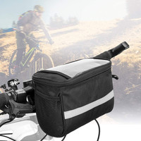 Bicycle Front Handlebar Bag Large-capacity Outdoor Cycling Bike Phone Mount Bags Bike Basket With Reflective Strip
