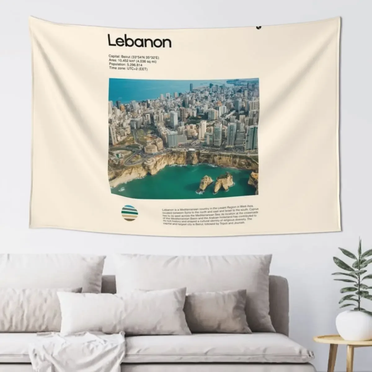 

Visit Lebanon (Travel poster) Tapestry Aesthetic Room Decor Korean Decorative Paintings Wall Hanging Wall Tapestry