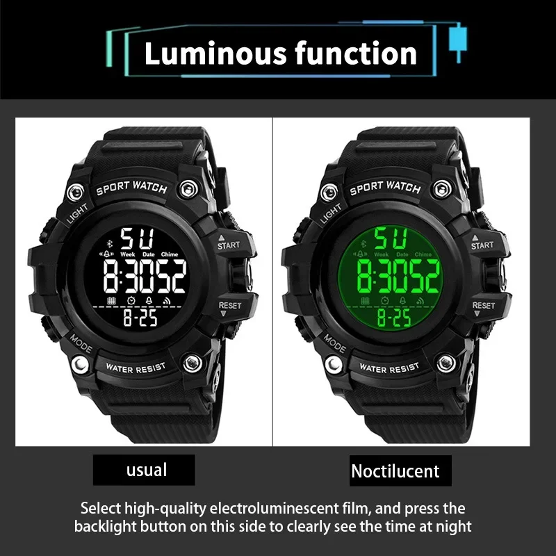 YIKAZE Military Sport Watches Waterproof Men\'s LED Digital Watch Big Dial Alarm Clock Multifunction Sport Watch for Man Kid Gift