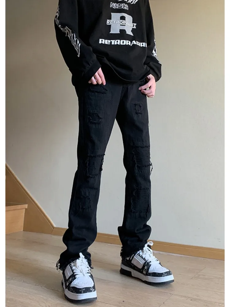 

Waed American Sle Men's Jeans High Street Vibe Straight Leg Trendy Summer Brand Haome Slim Fit Large Size Pants
