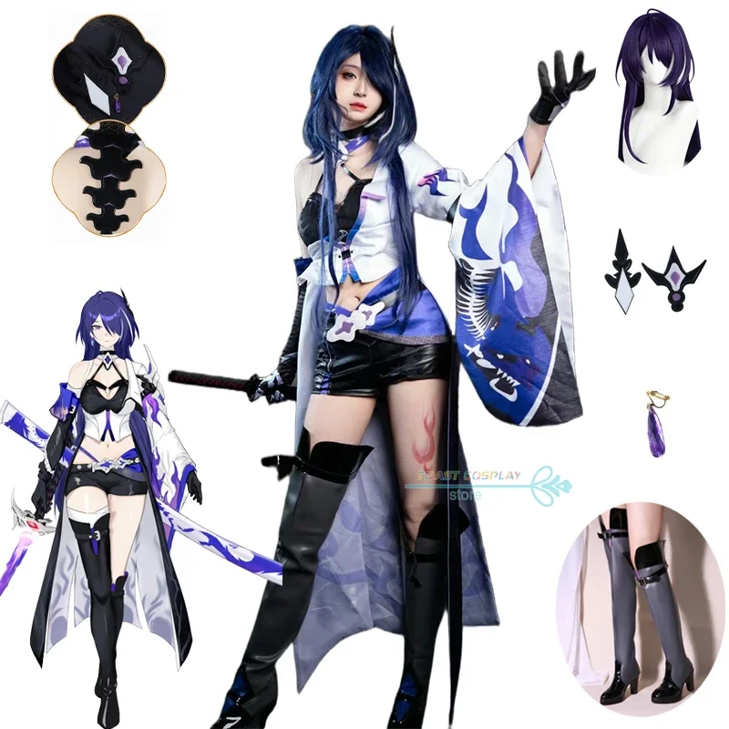 2025 New Game Honkai Star Rail Acheron Cosplay Costume Dress Wig Shoes Full Set Women Role Play Carnival Par abc