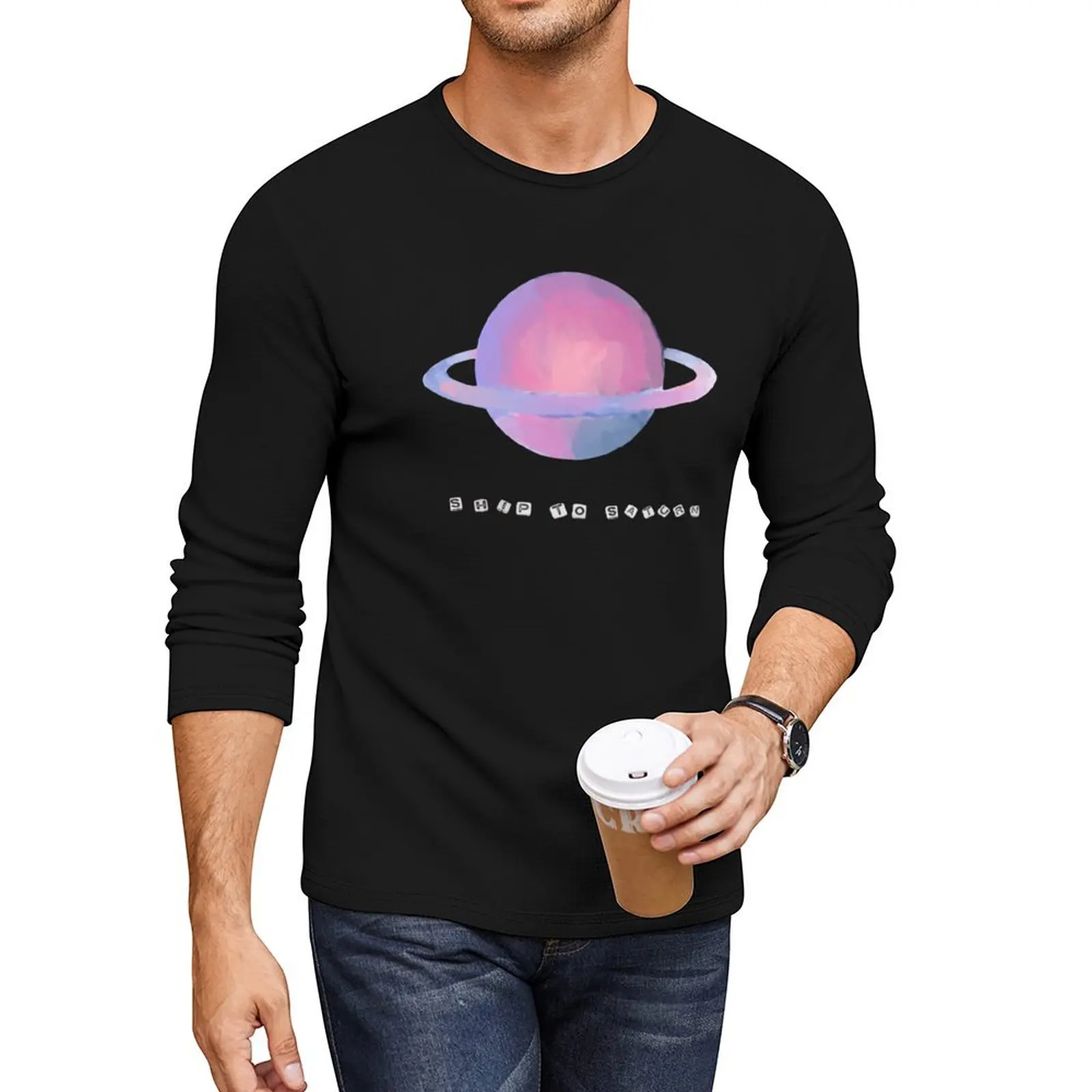 

Ship To Saturn 2024 Long T-Shirt aesthetic clothes plus size tops kawaii clothes vintage t shirt mens workout shirts